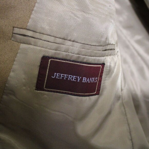 Jeffrey Banks SZ 44R 3 Button Sport Jacket Blazer, Camel Colour Microfiber - Picture 3 of 8
